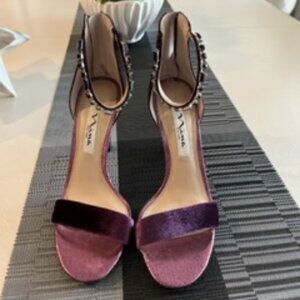 Nina Shoe - Size 6.5  Jeweled Eggplant High Heel Sandal